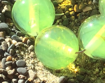 Chartreuse Handmade Glass Lampwork Bead set, 11mm, round