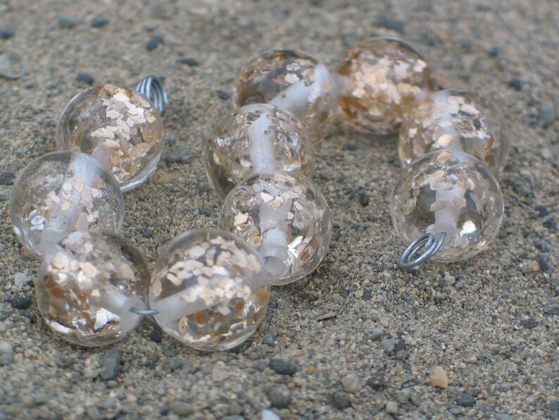 ClearGlitter Handmade Glass Lampwork Beads 11mm round focal filler functional art
