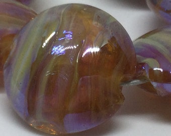 Phoebe reactive glass Handmade Glass Lampwork Beads, Lentil 15mm