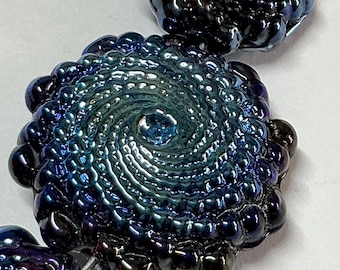 Handmade Lampwork Glass Beads, Reactive Silver Set