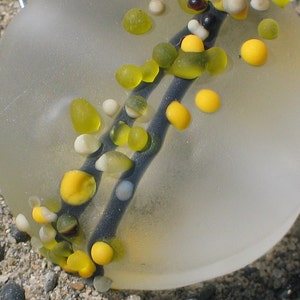 Clear/yellow Handmade Lampwork Glass Bead set, 25mm, lozenge image 1