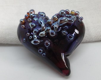 Raspberry Red Hearts Handmade Glass Lampwork Bead set, 25mm heart