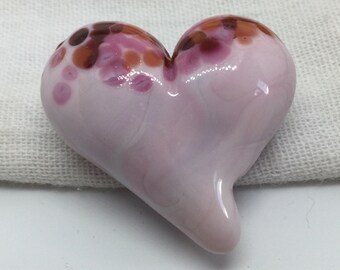 Pink Hearts Handmade Glass Lampwork Bead set, 25mm heart