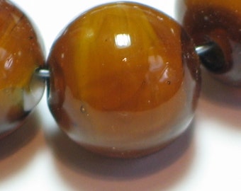 Transparent brown Handmade Glass Lampwork Bead set, 11mm, round  art
