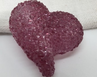Raspberry Pink Hearts Handmade Glass Lampwork Bead set, 25mm heart