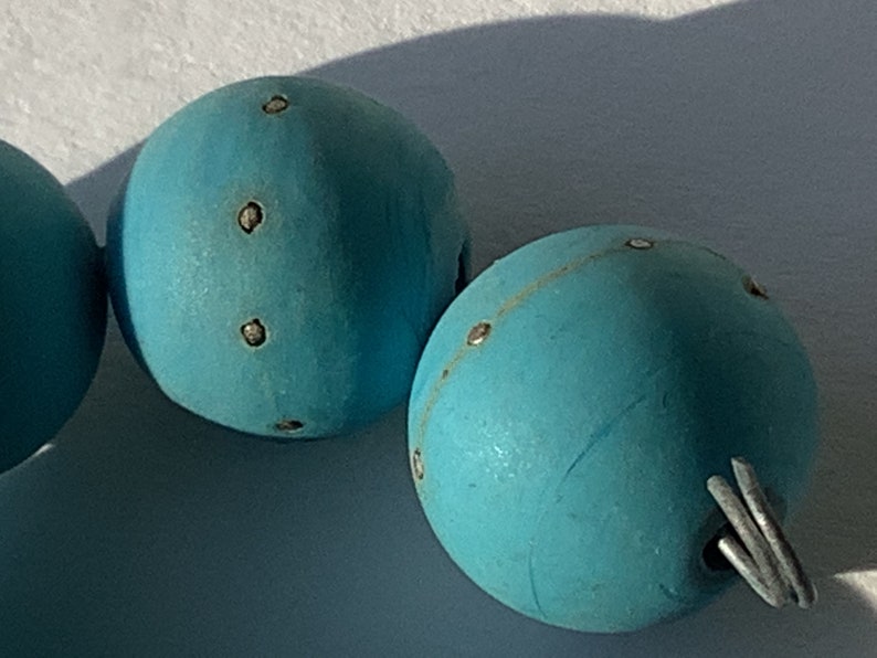Turquoise/Silver Handmade Glass Lampwork Bead set, 11mm, round 画像 2