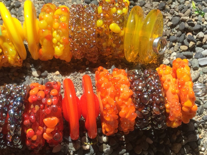 Lampwork Beads Glass Beads Rustic Beads Handmade Beads For Jewelry Supplies Organic Beads Jewelry Sets Unique Beads Yellow to orange