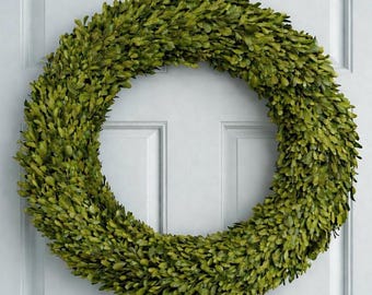 Preserved Boxwood Wreath | 20” or 24” | Real Greenery | Classic Front Door Decor