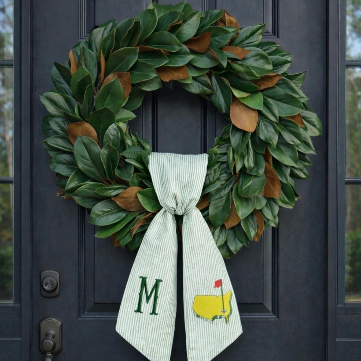 Masters-Inspired Wreath Sash | Green Stripe, Personalized Golf Decor