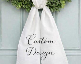 Marco de corona bordado personalizado / Decoración de puerta personalizada, monograma, texto