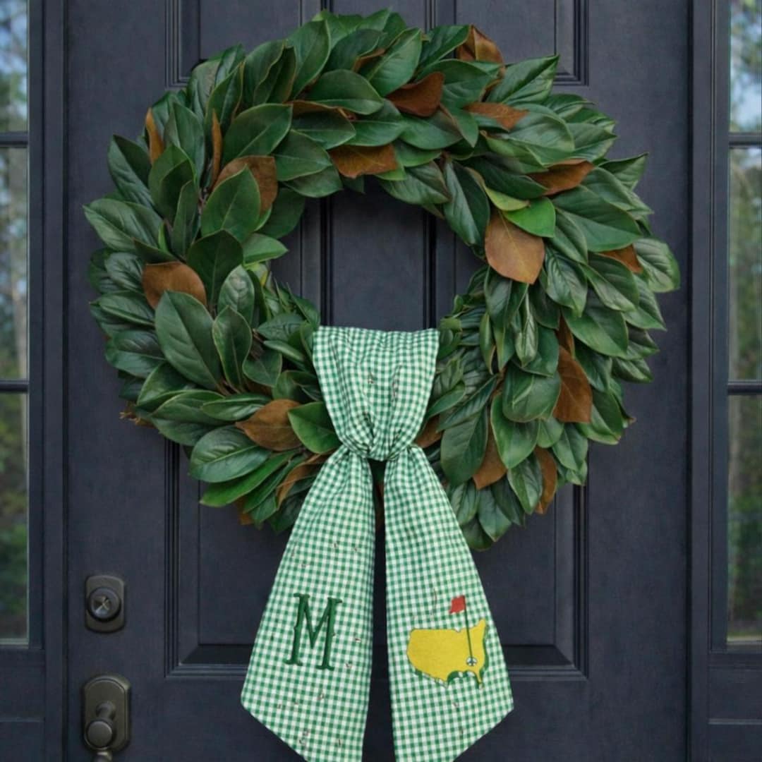 Masters-Inspired Wreath Sash | Green Gingham | Personalized Golf Decor