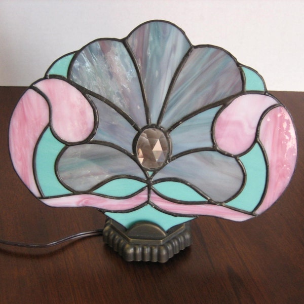 Victorian Inspired Stained Glass Fan Lamp