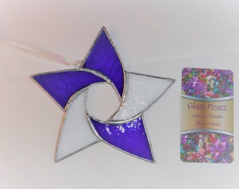 Stained Glass White and Royal Blue 5 Pointed Star