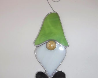 Gnome Suncatcher or ornament with lime green hat