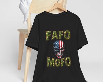 FAFO MOFO Skull Shirt - Patriotic Skull with American Flag - Funny Political T-Shirt - Bold Conservative Shirt