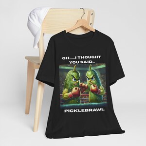 Pickle Brawl: A Dill-icious Play on Words - Funny Boxing Pickle Tee, Unisex T-Shirt for Humorous Sports Apparel