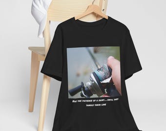 Tangled Fishing Line Shirt - Patience of a Saint Funny Angler Tee