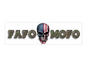 FAFO MOFO Sticker | Patriotic Skull Decal with American Flag | Funny Political Sticker