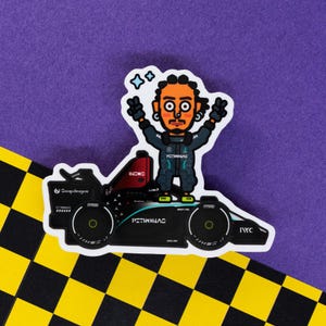 Lewis Hamilton Victory Win pose and car | Cute waterproof F1 sticker for notebooks, laptops, phone case, water bottles and car