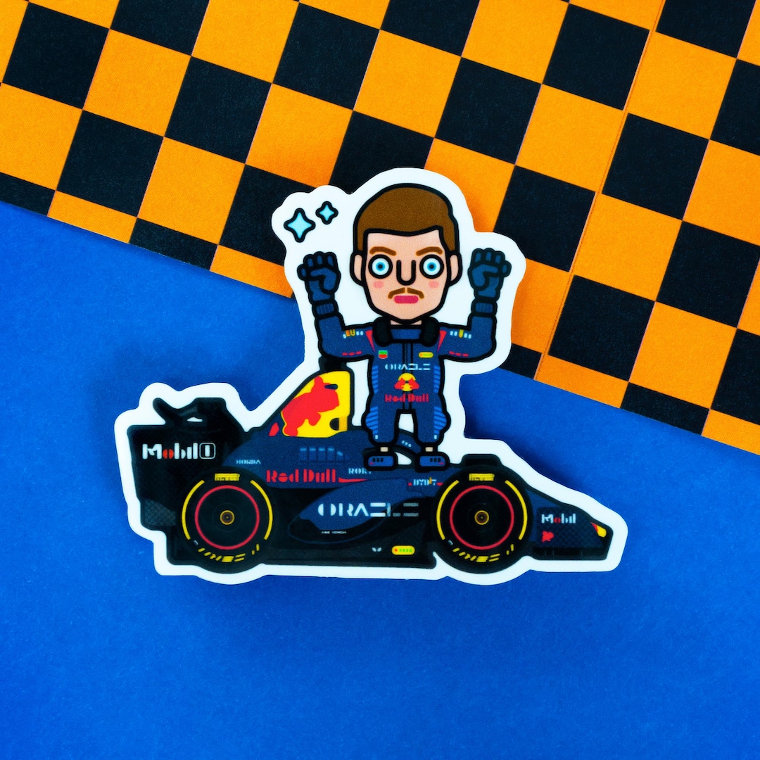 F1 Max Verstappen Sticker | Victory Pose With Race Car | Cute F1 ...