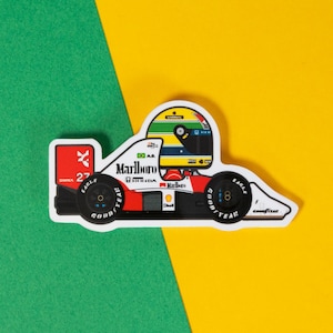 Adesivo F1 Ayrton Senna / Pilota e auto da corsa / Sport motoristici / adesivo impermeabile per notebook, laptop e bottiglie