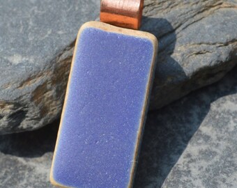 Cobalt and Copper - Seaglass Pottery PENDANT