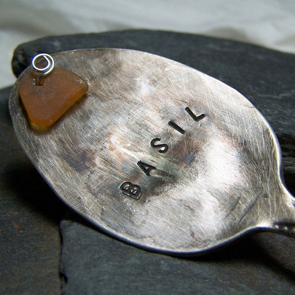 Reserved for Tammy - Herb Garden Marker - BASIL Silver Spoon GARDEN MARKER