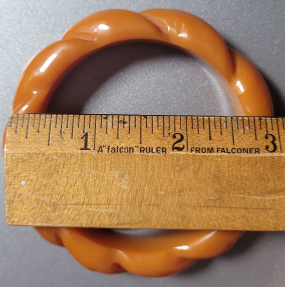 Vintage Bakelite Bangle-Chunky Opaque Butterscotc… - image 5