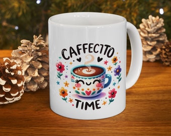 Cafecito Time Ceramic Mug | Cute Colorful Kitchen Decor | Spanish Saying Mug | Birthday Gift | Regalo Para Mama | Mug on a Mug | Ceramic