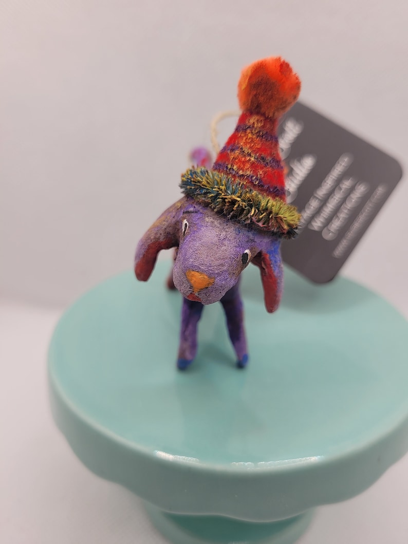 Purple Pup vintage inspired spun cotton ornament image 7