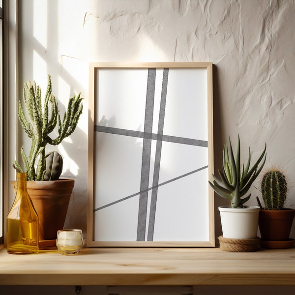 Simple gray line Printable Wall Art, Abstract minimalist print, Digital print Decor, Trendy Living&Bedroom Decor, mothers day, mom gift,