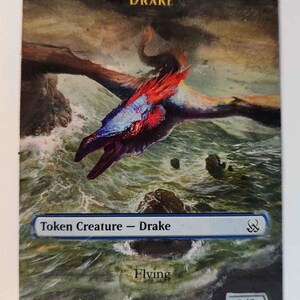 Full Art Altered MTG Magic Drake/Drakon  Token Hand Painted (Magic: The Gathering)
