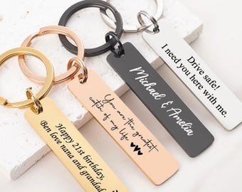 Engraved Stainless Steel Keychain: Personalized Name Bar Gift