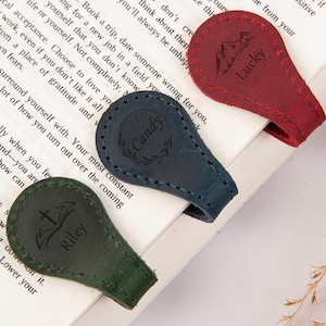 Personalized Magnetic Engraved Bookmarks with Text ,Custom Leather Magnet Bookmarks,  Reader gift, Bookmark Personalized