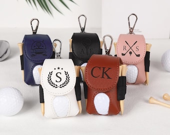 Personalized Golf Ball Bag, Mini Golf Ball Holder, Leather Golf Ball Bag, Stylish Pouch for Golf Balls, Tees Holder, Great Golf Gifts
