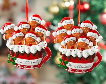 Adorno navideño personalizado de resina para la familia, Adorno navideño personalizado de pan de jengibre 2025, Decoración navideña de pan de jengibre, Regalo navideño familiar, Decoración para el árbol de Navidad