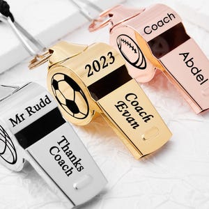Personalized Sport Gift for Coach Personalized Stainless Whistle Necklace Custom Coach Whistle Necklace Engraved Metal Outdoor Coach Whistle