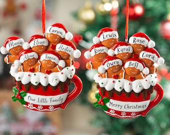 Personalized Resin Family Ornament, Gingerbread Christmas Family Ornament, Gingerbread Family of 2,3,4,5,6,7 Ornament 2026, Christmas Decor