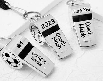 Gepersonaliseerde sportfluitje aangepaste coach fluitje ketting gegraveerd roestvrij staal sport fluitje cadeau voor coach voetbal basketbal fluitje