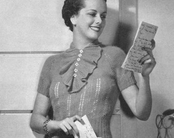 Vintage 1930s Two-piece Angora Dress - Vintage Knitting Pattern - PDF eBook