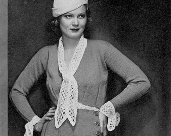 Columbia Suit and Gilet - Vintage 1930s Knitting / Crochet Pattern - PDF eBook