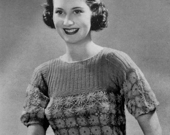 1930s Blouse - Misses' Daisy Pullover - Vintage Knitting / Crochet Pattern - PDF eBook