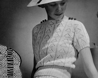 1930s Vintage Lace Dress Pattern - Garden Party - Vintage Knitting Pattern - PDF eBook