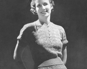 1930s Vintage Dress Pattern - FALAISE Shell Lace Knitting Pattern - PDF eBook