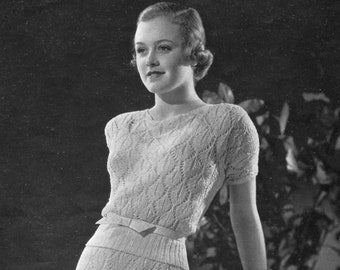 1930s Vintage Dress Pattern - THE IDEAL Lace Knitting Pattern - PDF eBook