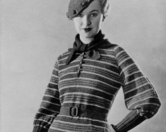 1930s Tabora Olympic Sport Suit & Beret Pattern - Vintage Knitting Pattern - PDF eBook