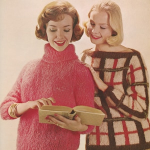Coppia di maglioni in mohair degli anni &#39;60 - Due modelli di maglieria vintage - eBook PDF - Istruzioni per 4 dimensioni diverse!!