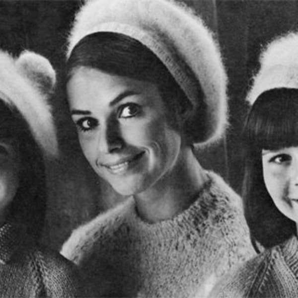 Vintage Angora Tams - 1960er Mütze Muster - Vintage Stricken - PDF eBook