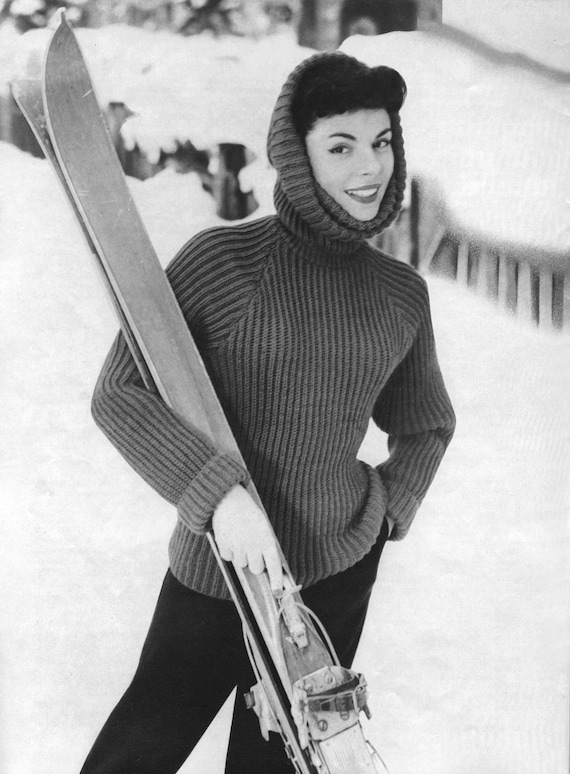 1950s Ribbed slalom Hoodie Vintage 