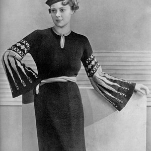 Vintage 1930s Peasant Tunic Dress Knitting Pattern - PDF eBook